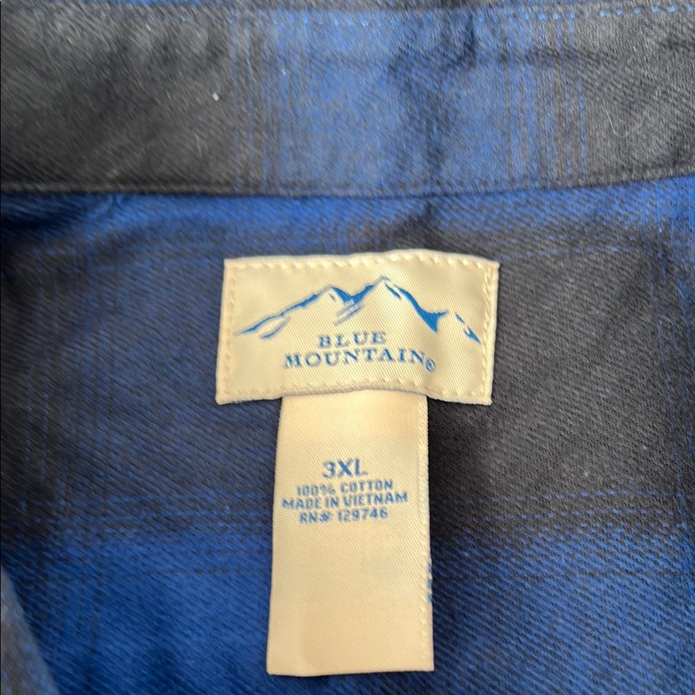Blue Mountain Men’s Blue and Black Plaid Men's Shirt - 3XL NWT - Picture 3 of 6